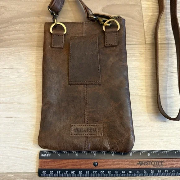 Vera‎ Pelle Leather Crossbody Bag/Wallet Brown Italy - Picture 6 of 7